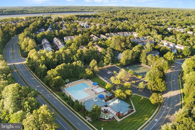 20580 Willoughby Sq, Sterling, VA 20165 - aerial view of property and surrounding area with a pool and a forest
