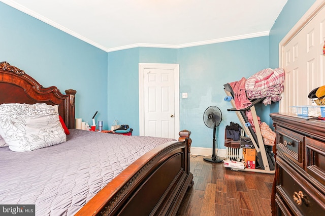 4719 Rorer St, Philadelphia, PA 19120 - bedroom with dark wood-style floors, crown molding, and baseboards