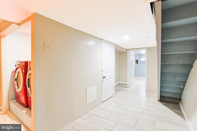 4719 Rorer St, Philadelphia, PA 19120 - corridor with independent washer and dryer, baseboards, and recessed lighting