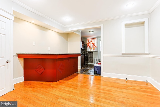 4719 Rorer St, Philadelphia, PA 19120 - bar area with wood-type flooring, ornamental molding, and baseboards