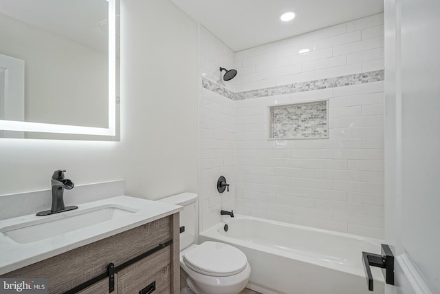 110 3rd St, Brooklawn, NJ 08030 - full bathroom featuring toilet, bathing tub / shower combination, vanity, and recessed lighting