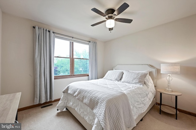329 Hunter Path Rd, Hummelstown, PA 17036 - bedroom with light colored carpet, baseboards, and a ceiling fan