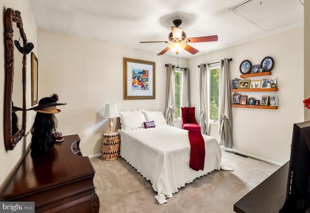 184 Pitman Downer Rd, Sewell, NJ 08080 - bedroom featuring carpet, attic access, and a ceiling fan