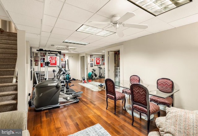 184 Pitman Downer Rd, Sewell, NJ 08080 - exercise area with a ceiling fan and wood finished floors