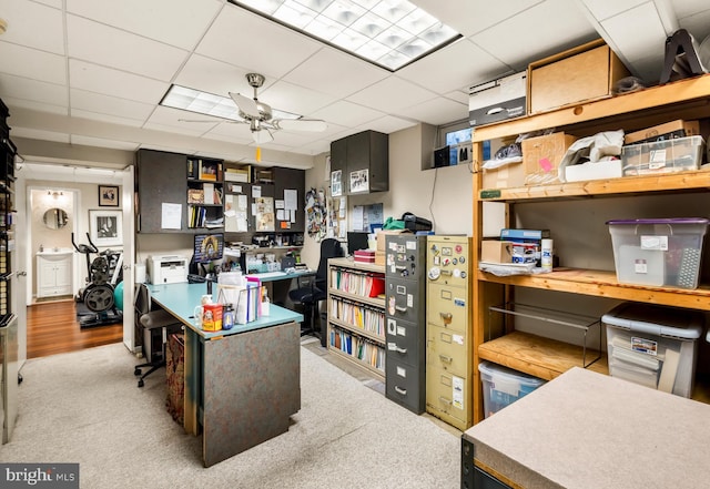 184 Pitman Downer Rd, Sewell, NJ 08080 - carpeted office space featuring a ceiling fan and a paneled ceiling