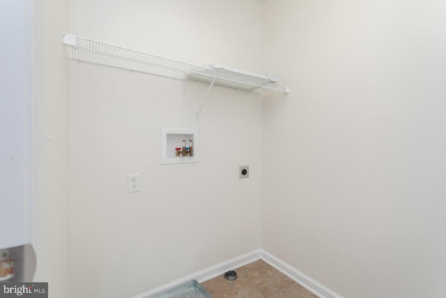 6081 Dotts Ln, Penn Laird, VA 22846 - washroom with hookup for an electric dryer, washer hookup, baseboards, and light tile patterned flooring