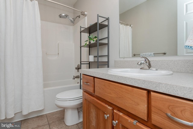 6081 Dotts Ln, Penn Laird, VA 22846 - full bathroom featuring vanity, shower / tub combo, tile patterned floors, and toilet