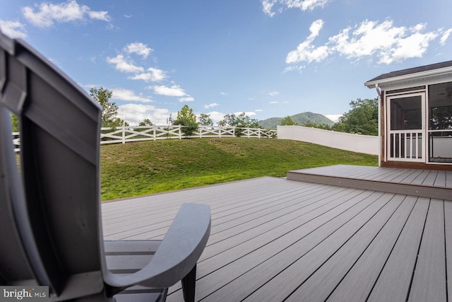 6081 Dotts Ln, Penn Laird, VA 22846 - deck featuring a mountain view and a sunroom