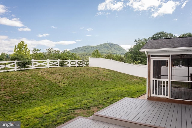 6081 Dotts Ln, Penn Laird, VA 22846 - view of yard with a deck with mountain view and a sunroom