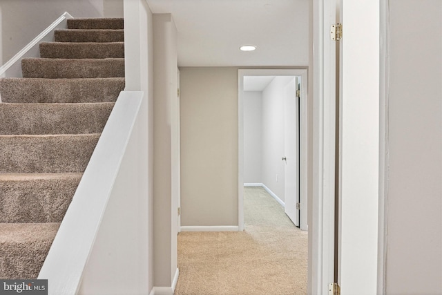 2249 Gunsmith Sq, Reston, VA 20191 - stairs featuring carpet floors, baseboards, and recessed lighting