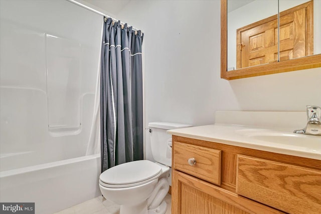 280 Center Rd, Lehighton, PA 18235 - full bathroom with toilet, vanity, shower / tub combo, and tile patterned flooring