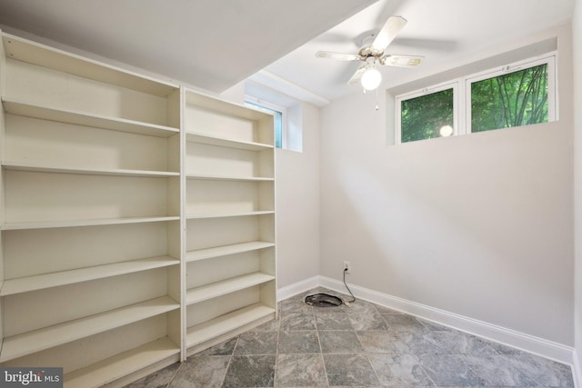 3538 Yuma St NW, Washington, DC 20008 - interior space with stone finish flooring, baseboards, and a ceiling fan
