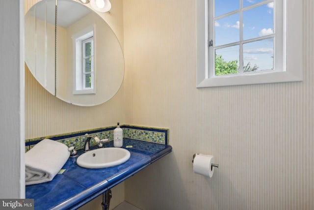 3538 Yuma St NW, Washington, DC 20008 - bathroom with a sink and wallpapered walls
