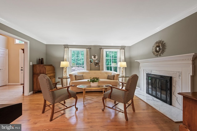 6323 Colchester Rd, Fairfax Station, VA 22039 - living room with wood finished floors, a premium fireplace, ornamental molding, and baseboards