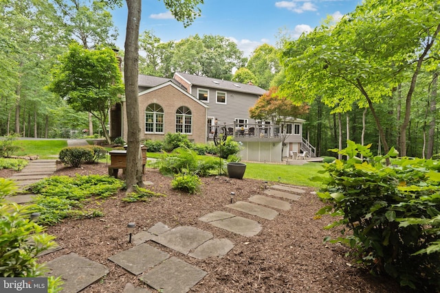 6323 Colchester Rd, Fairfax Station, VA 22039 - rear view of property featuring stairway, a wooden deck, and a yard