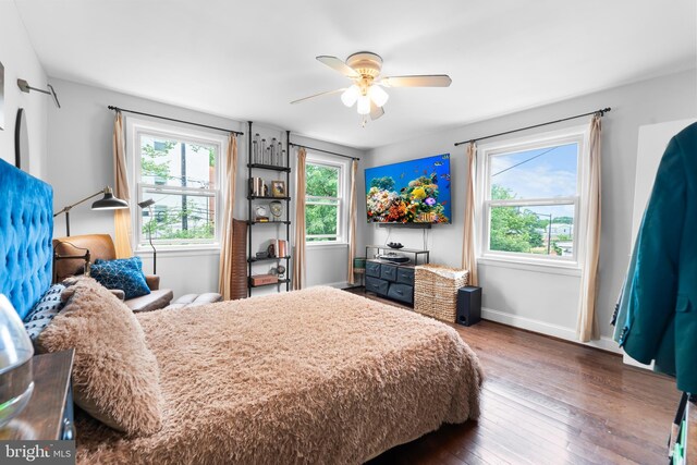 1420 V St SE, Washington, DC 20020 - bedroom with baseboards, hardwood / wood-style floors, and ceiling fan
