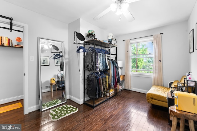 1420 V St SE, Washington, DC 20020 - sitting room featuring hardwood / wood-style flooring, a ceiling fan, and baseboards