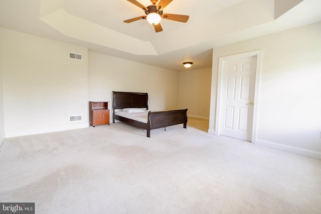 5110 Maple Leaf Ct, Mechanicsburg, PA 17055 - bedroom with a raised ceiling, light colored carpet, baseboards, and ceiling fan