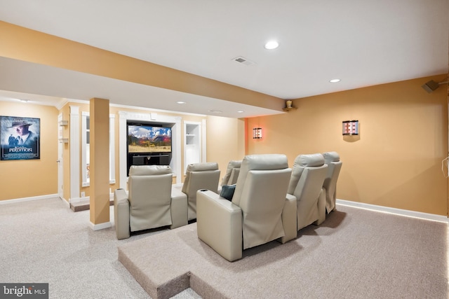 8456 Summer Breeze Pl, Manassas, VA 20112 - cinema room with light colored carpet, recessed lighting, and baseboards