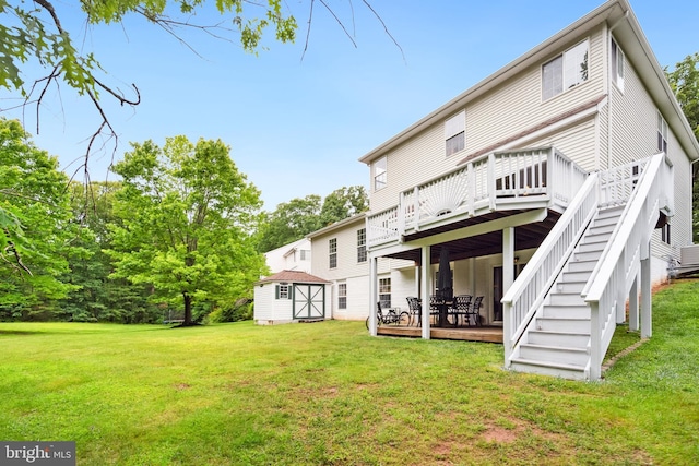 8456 Summer Breeze Pl, Manassas, VA 20112 - back of property with a deck, a yard, and stairs