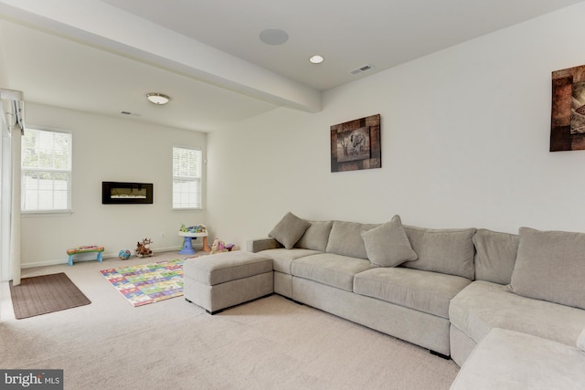 22672 Flowing Spring Sq, Brambleton, VA 20148 - carpeted living area featuring baseboards and recessed lighting
