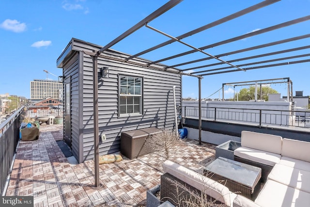 1001 S Chadwick St, Philadelphia, PA 19146 - view of patio featuring a pergola and an outdoor living space