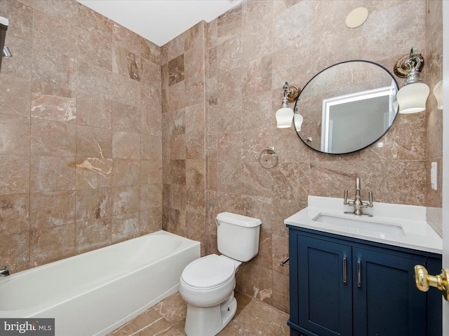 11937 Saint Francis Way, Bowie, MD 20721 - full bathroom with tile walls, vanity, toilet, and washtub / shower combination