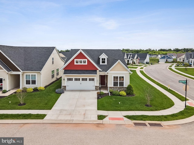 298 Rustic Wood Dr, Gettysburg, PA 17325 - craftsman inspired home featuring stone siding, driveway, board and batten siding, and a front yard