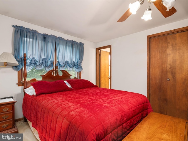1112 Stromko Dr, Fallston, MD 21047 - bedroom with light colored carpet, a ceiling fan, and a closet