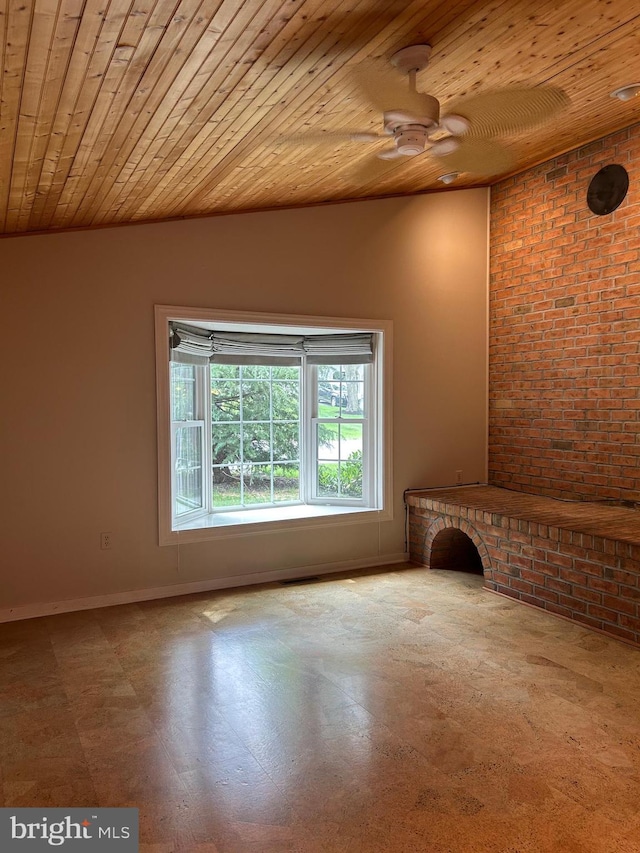 1821 Driver Ave, Lancaster, PA 17602 - unfurnished living room with wooden ceiling, a ceiling fan, and baseboards