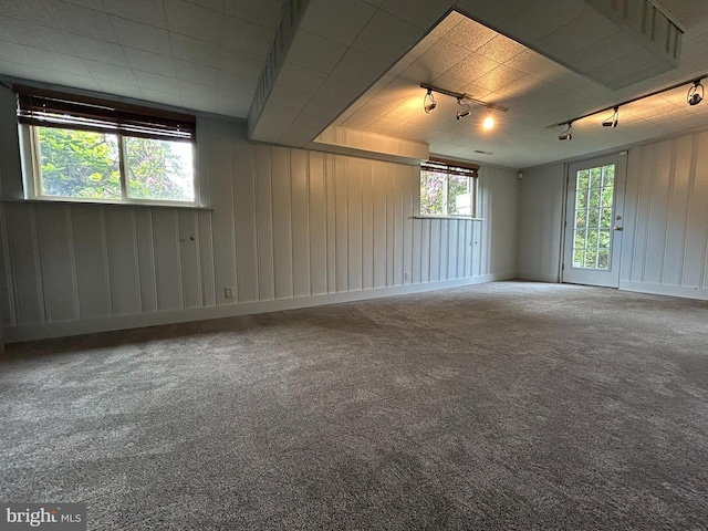 1821 Driver Ave, Lancaster, PA 17602 - spare room with rail lighting, carpet floors, and wood walls