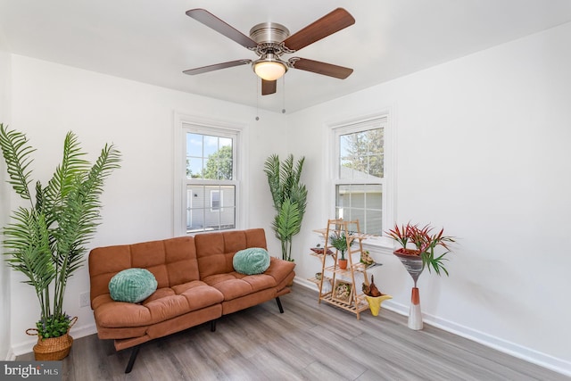 2269 Locust Ln, York, PA 17408 - living area with light wood-style floors, baseboards, and ceiling fan