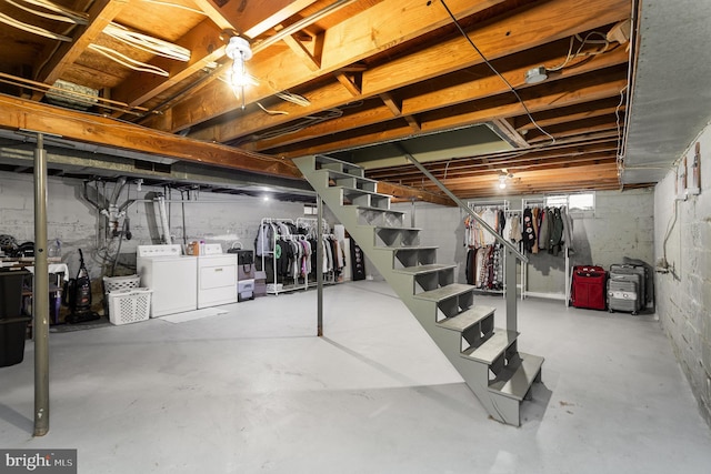 2269 Locust Ln, York, PA 17408 - unfinished basement with washer and clothes dryer and stairway