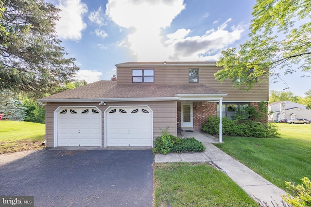 306 Spring Cir, Norristown, PA 19403 - traditional home with driveway, a front lawn, a garage, and brick siding
