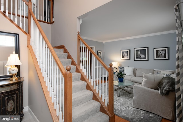 310 Valley Ct, Reading, PA 19608 - staircase with crown molding and baseboards