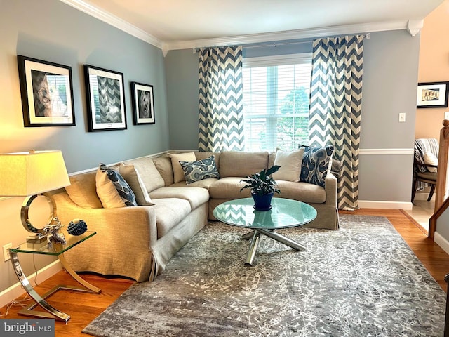 310 Valley Ct, Reading, PA 19608 - living area with crown molding, wood finished floors, and baseboards