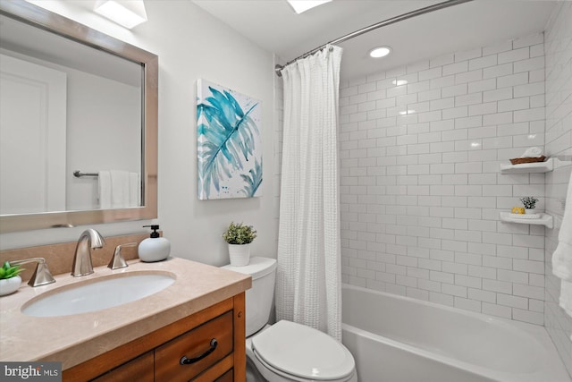 3017 Fulton St, Alexandria, VA 22305 - bathroom featuring vanity, shower / bathtub combination with curtain, and recessed lighting