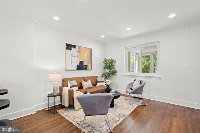 3017 Fulton St, Alexandria, VA 22305 - living room featuring crown molding, wood finished floors, and recessed lighting