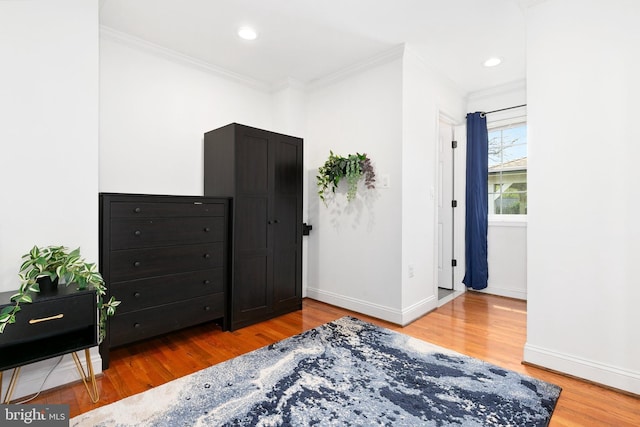 2920 Weisman Rd, Silver Spring, MD 20902 - bedroom with crown molding, wood finished floors, baseboards, and recessed lighting