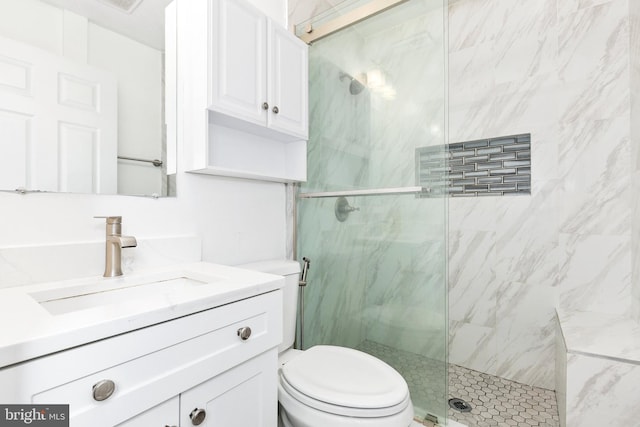 2920 Weisman Rd, Silver Spring, MD 20902 - bathroom with a marble finish shower, vanity, and toilet