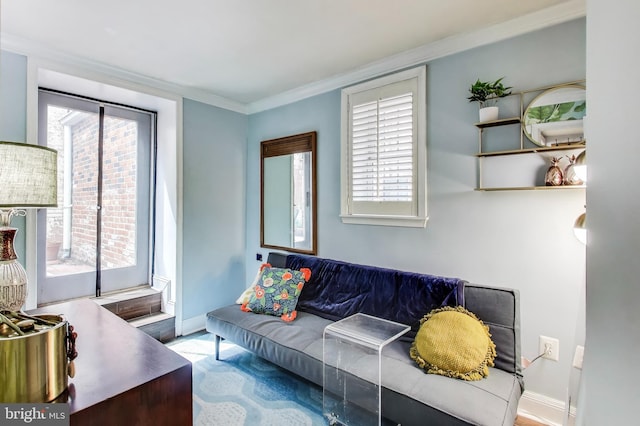 1502 13th St NW Unit 1, Washington, DC 20005 - living room with healthy amount of natural light, baseboards, wood finished floors, and crown molding