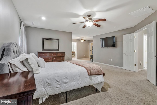 141 Lorins Dr, Huntingtown, MD 20639 - bedroom with baseboards, carpet floors, and a ceiling fan