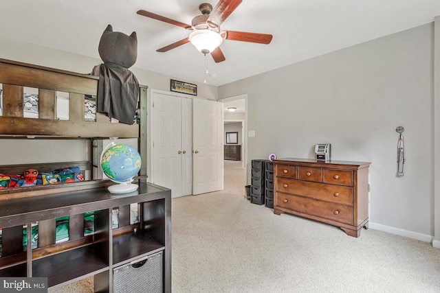 141 Lorins Dr, Huntingtown, MD 20639 - bedroom with baseboards, a closet, and ceiling fan