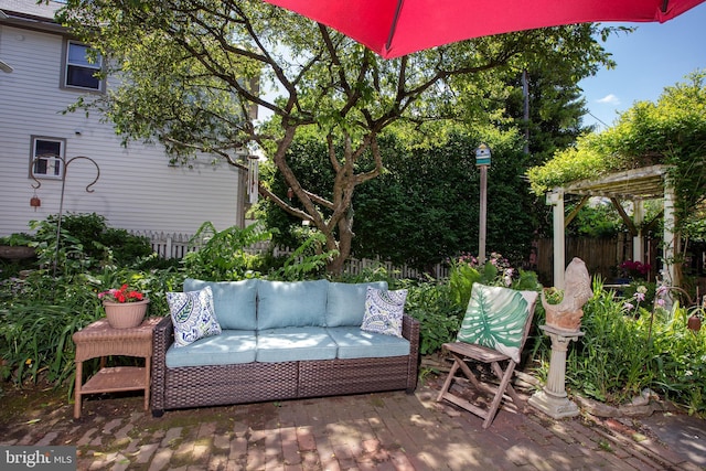 8 S Main St, Stockton, NJ 08559 - view of patio with an outdoor hangout area, a pergola, and a deck
