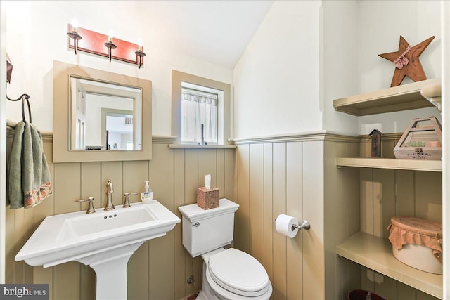 103 Orchard Hill Ln, Elverson, PA 19520 - bathroom featuring toilet and a wainscoted wall