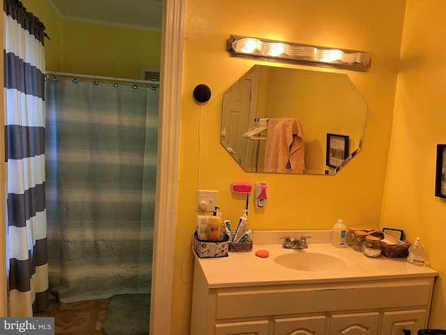 735 Locust St, Reading, PA 19604 - bathroom featuring vanity and ornamental molding