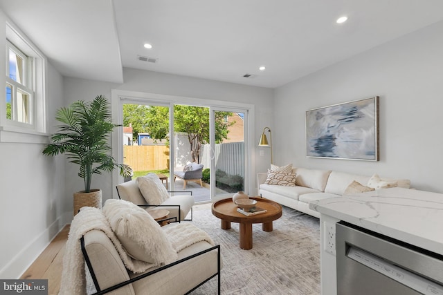 330 N Patrick St, Alexandria, VA 22314 - living area featuring recessed lighting, light wood-style flooring, and baseboards