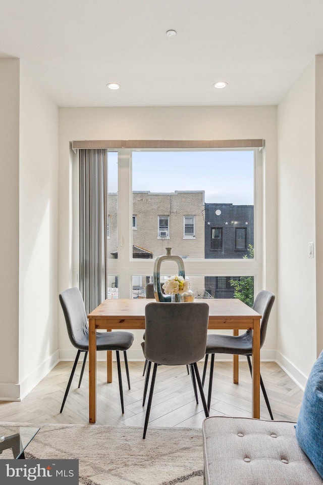 1214 Queen St NE Unit 2, Washington, DC 20002 - dining room featuring baseboards, light wood finished floors, and recessed lighting