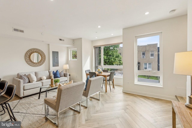 1214 Queen St NE Unit 2, Washington, DC 20002 - living area with recessed lighting, electric panel, and baseboards