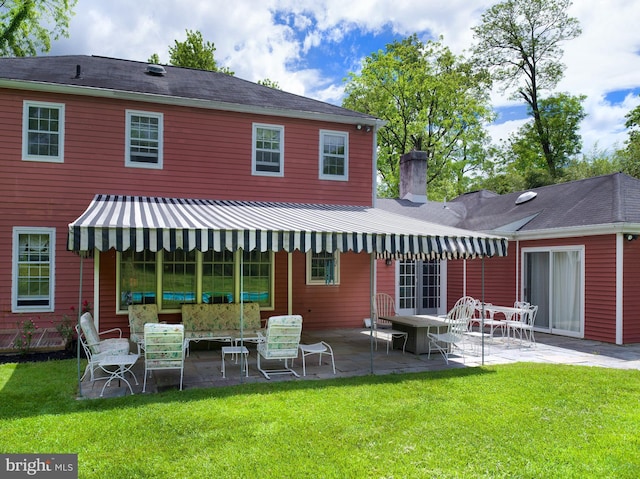 5 Salem Way, Malvern, PA 19355 - rear view of property with a patio area, a chimney, and a lawn